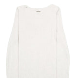 CALVIN KLEIN JEANS Womens White Plain Cotton Blend Jumper Scoop Neck Basic Knit