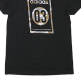 ADIDAS Mens Black Graphic T-Shirt S Short Sleeve Crew Neck Cotton Blend
