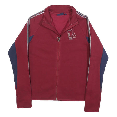 FILA Womens Maroon & Navy Zip Jacket M Cotton Blend Classic Sporty Long Sleeve