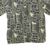 CREATION MANOR Mens Black & Cream Casual Shirt XL Patterned Cotton Blend Summer
