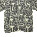 CREATION MANOR Mens Black & Cream Casual Shirt XL Patterned Cotton Blend Summer