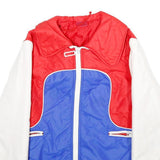 HCC Womens Red & Blue White Zip Jacket UK 10 Woven Colourblock Sporty Retro