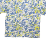 CARRERA Mens Blue & Yellow Graphic Print Shirt L Casual Summer Cotton Blend
