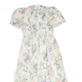 ALLEGRA Womens Cream Floral Day Polyester Dress Midi M Button V-Neck