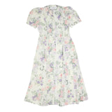 ALLEGRA Womens Cream Floral Day Polyester Dress Midi M Button V-Neck