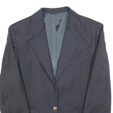 Womens Navy Plain Wool Tailored Jacket M Button Closure Classic Formal