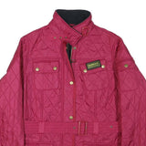BARBOUR INTERNATIONAL Womens Red Quilted Jacket UK 16 Polyester Blend Zip