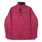 BARBOUR INTERNATIONAL Womens Red Quilted Jacket UK 16 Polyester Blend Zip