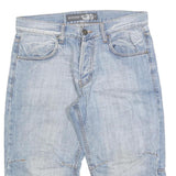 SMOG Mens Light Blue Denim Casual Shorts M W32 Cotton Blend Stitch Detail