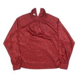 DANA ALEXANDER Womens Red & Black Printed Blouse Long Sleeve Button Neck M