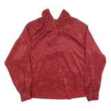 DANA ALEXANDER Womens Red & Black Printed Blouse Long Sleeve Button Neck M