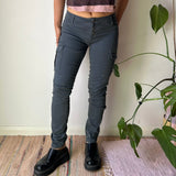 X-Cape Skinny Cargo Trousers - 29W UK 8 Grey Cotton Blend