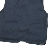 ZOTENO Mens Navy Blue Utility Cotton Blend Vest Jacket L Multi Pocket Zip