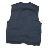 ZOTENO Mens Navy Blue Utility Cotton Blend Vest Jacket L Multi Pocket Zip