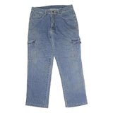 Mens Regular Blue Denim Jeans W32 L28 Cotton Zip Pockets Casual Classic Fit