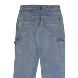 Mens Regular Blue Denim Jeans W32 L28 Cotton Zip Pockets Casual Classic Fit