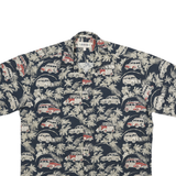 CAMPIA Mens Navy Blue Red Vintage Car Print Shirt M Lightweight Holiday Beach