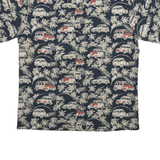 CAMPIA Mens Navy Blue Red Vintage Car Print Shirt M Lightweight Holiday Beach