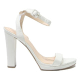 GUESS Womens High Block Heel Sandals White Leather UK 7 Classic Elegant