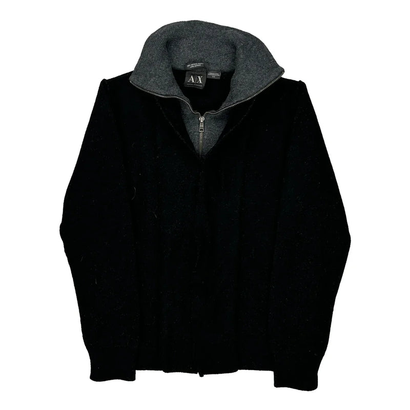 Armani Exchange Zip Up - Medium Black Merino Wool