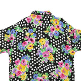 RASPBERRY Womens Black & White Polka Dot Floral Printed Shirt Short Sleeve