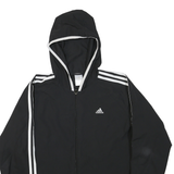 ADIDAS Womens Black & White Athletic Jacket UK 18 Polyester Blend Zip Hooded