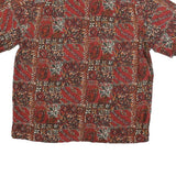 HIGH SIERRA Mens Red Patterned Linen Blend Shirt L Casual Summer Short Sleeve
