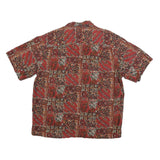 HIGH SIERRA Mens Red Patterned Linen Blend Shirt L Casual Summer Short Sleeve