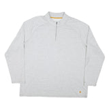 CARHARTT Mens Grey 1/4 Zip Sweatshirt 2XL Cotton Blend Pullover Workwear