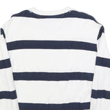 TOMMY JEANS Mens White & Navy Stripe Plain Cotton Blend Crew Neck Basic Knit