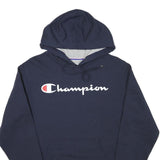 CHAMPION Mens Navy Blue Hoodie S Classic Logo Pullover Cotton Blend
