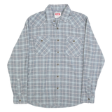 WRANGLER Mens Blue Grey Check Shirt M Cotton Blend Long Sleeve Casual