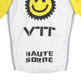 G-SKIN Mens White & Yellow Cycling T-Shirt M Short Sleeve Crew Neck VTT Haute
