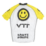 G-SKIN Mens White & Yellow Cycling T-Shirt M Short Sleeve Crew Neck VTT Haute