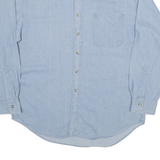 Mens Light Blue Plain Cotton Blend Shirt L Button Down Collar Casual Wear