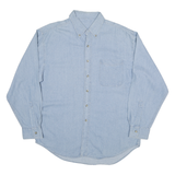 Mens Light Blue Plain Cotton Blend Shirt L Button Down Collar Casual Wear