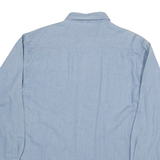 Mens Light Blue Plain Cotton Blend Shirt L Button Down Collar Casual Wear