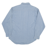 Mens Light Blue Plain Cotton Blend Shirt L Button Down Collar Casual Wear