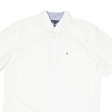 TOMMY HILFIGER Mens White Shirt L Classic Button-Down Casual Cotton Blend