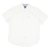 TOMMY HILFIGER Mens White Shirt L Classic Button-Down Casual Cotton Blend