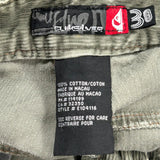 Baggy Quiksilver Cord Shorts - 30W 10L Green Cotton