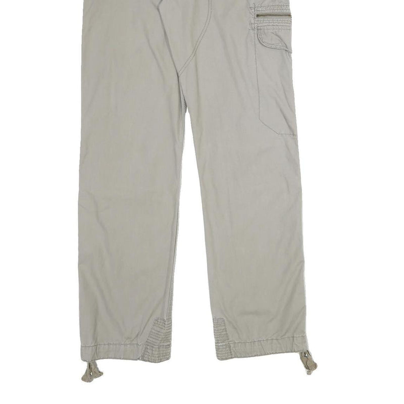 LOGG Mens Cotton Beige Regular Cargo Trousers W34 L34 Zip Pocket Detail