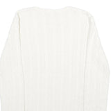 POLO RALPH LAUREN Womens White Patterned Cotton Jumper Crew Neck Cable Knit L