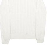 POLO RALPH LAUREN Womens White Patterned Cotton Jumper Crew Neck Cable Knit L