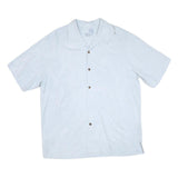 TOMMY BAHAMA Mens White Cotton Blend Shirt L Tropical Leaf Print Relaxed Fit