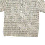 BURMA BIBAS Mens Beige & Grey Patterned Cotton Shirt L Casual Short Sleeve