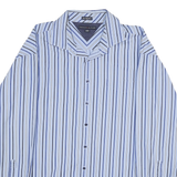 TOMMY HILFIGER Mens Blue & White Striped Shirt 2XL Button Cotton Formal