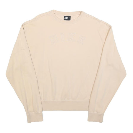 NIKE Womens Beige Crew Neck M Cotton Blend Lightweight Sweatshirt Pullover