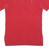 POLO RALPH LAUREN Mens Red Polo Shirt Short Sleeve Plain S Cotton Blend