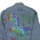 LEVI'S Mens Blue Denim Cotton Blend Jacket M Button Closure Painted Graphics